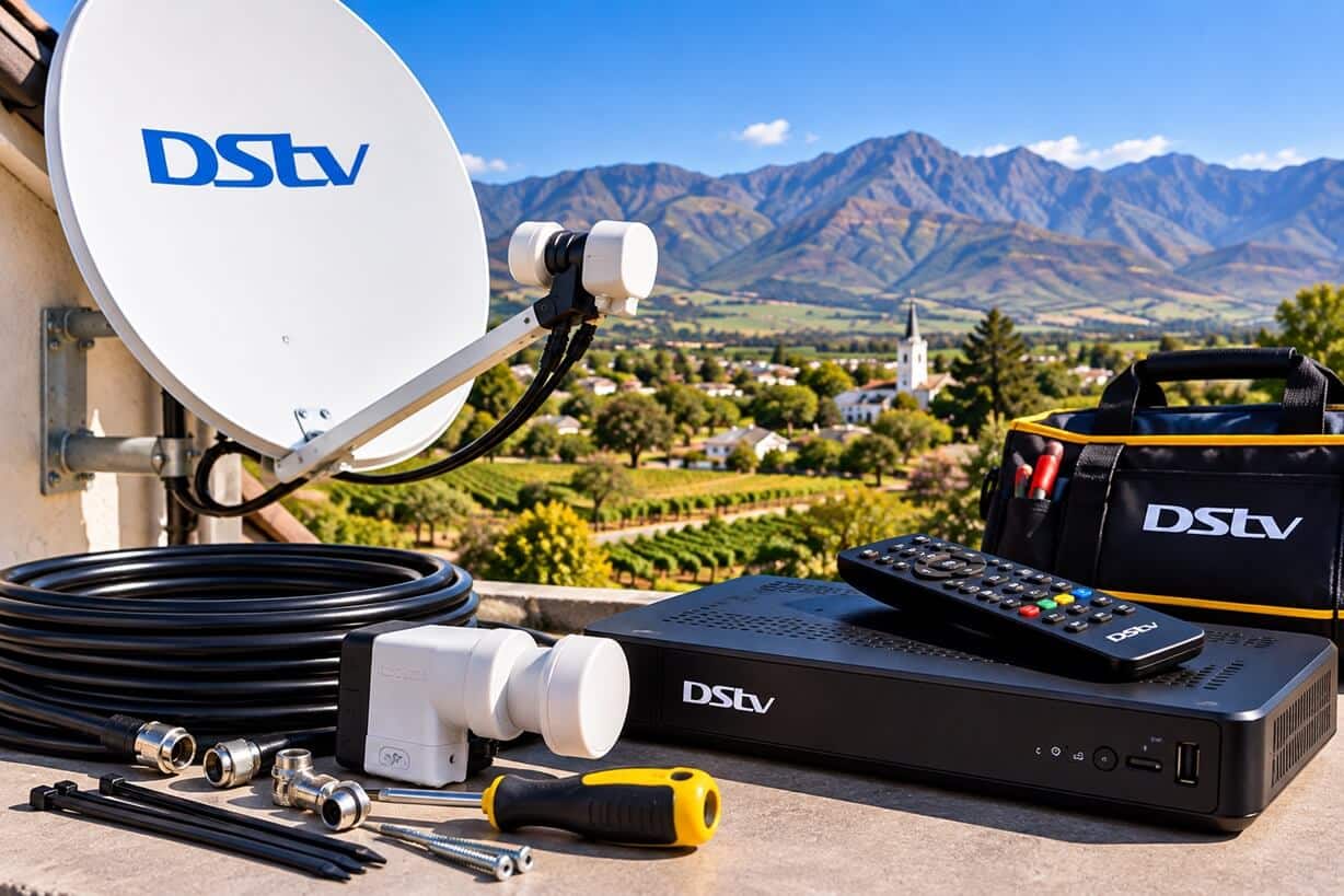 DStv satellite dish and decoder installation equipment